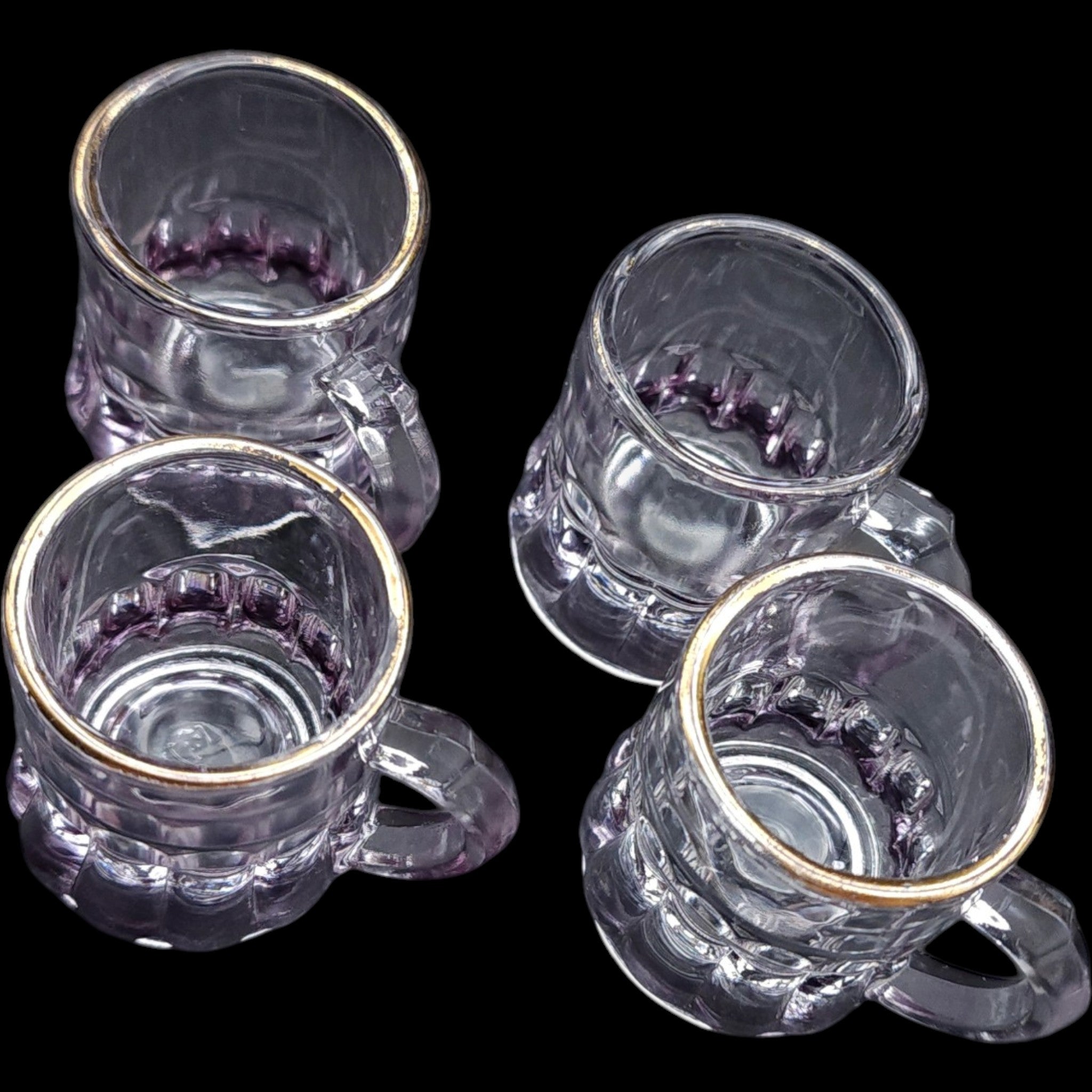 Set of 4 Vintage Federal Glass Miniature Beer Mug Glasses