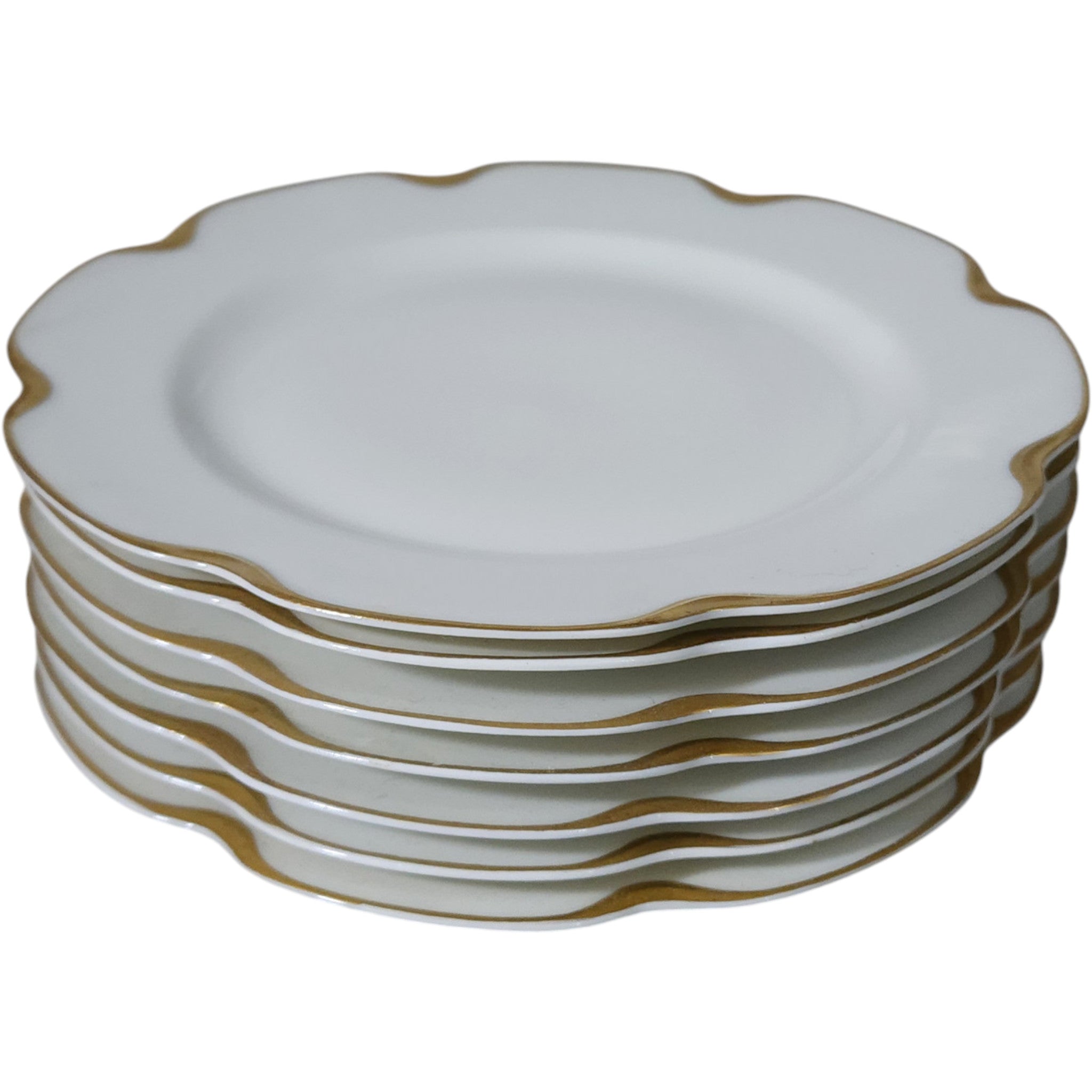 Set of 7 Antique Haviland Limoges Schleiger 24 Ranson Gold Luncheon Plates  8 5/8
