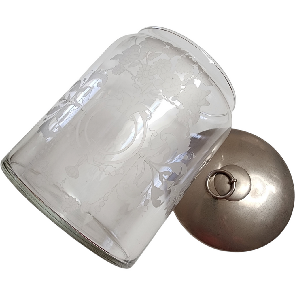 Shafford Etched Apothecary Glass Canister Portugal Jar