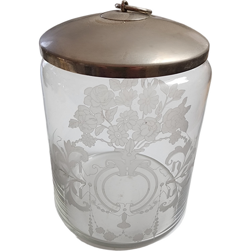 Shafford Etched Apothecary Glass Canister Portugal Jar