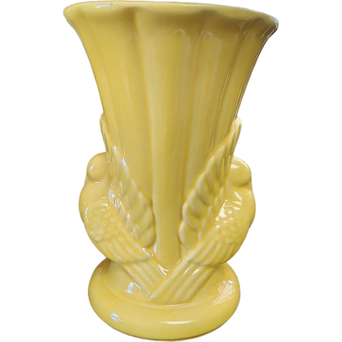 Shawnee Pottery Southern Double Dove Ceramic Yellow Vase