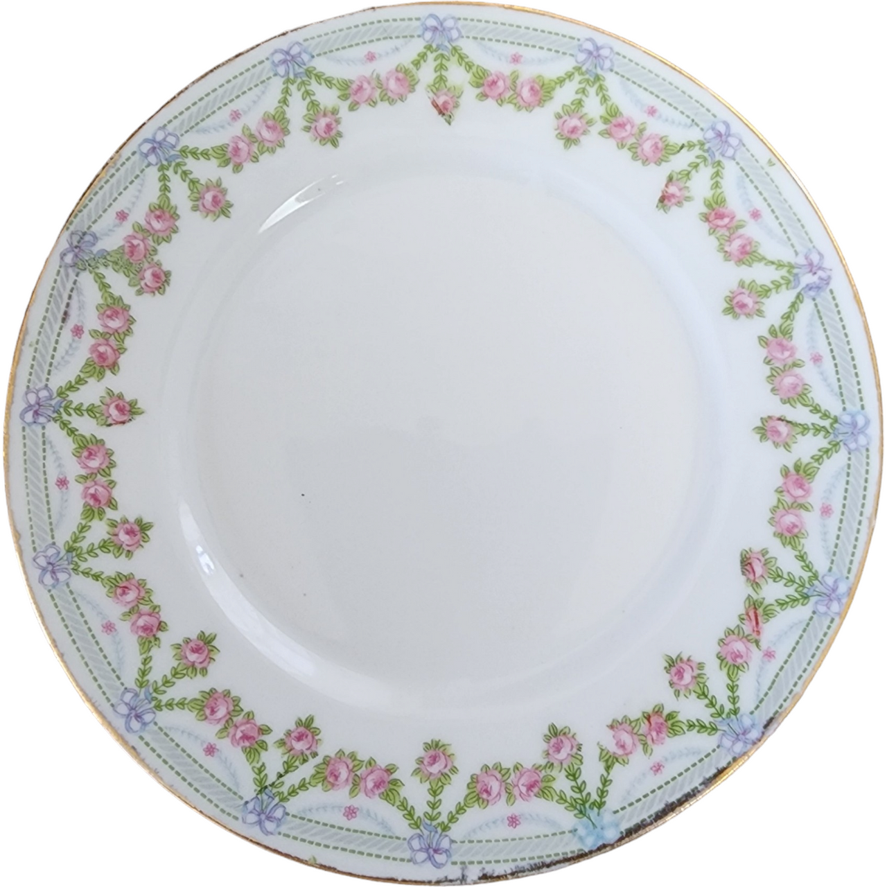Silesian Porcelain Multicolor Flower Swags Bread & Butter Plates Set of 4