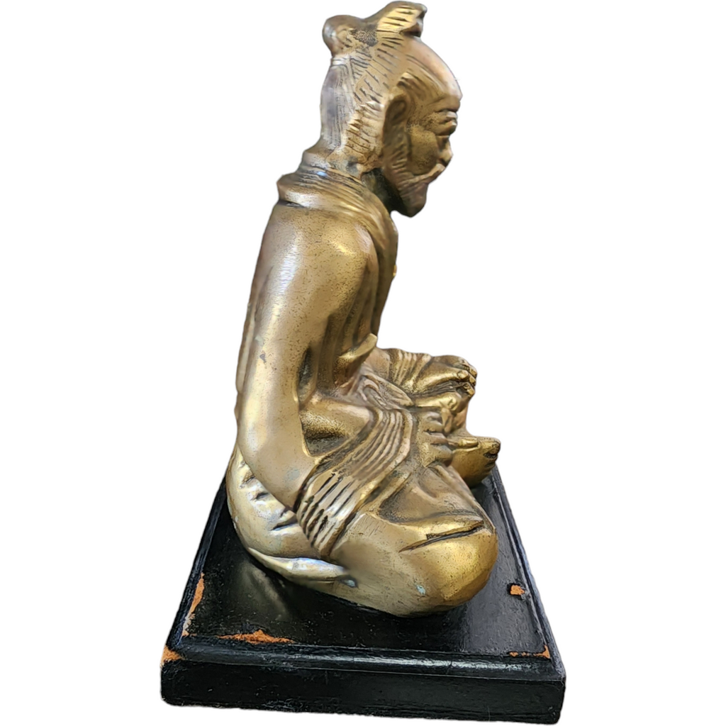 Sitting Samurai Brass Statue Japanese