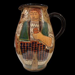 Large Slipware Earthenware European Art Pottery Arrow Mark Pitcher Vase England