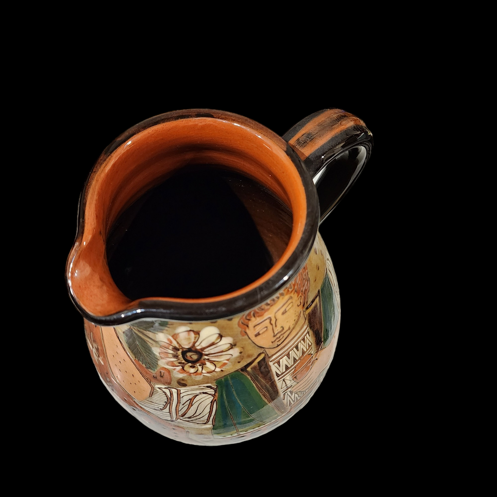Large Slipware Earthenware European Art Pottery Arrow Mark Pitcher Vase England