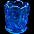 Smith Glass Blue Moon and Star Pressed Glass Toothpick Holder