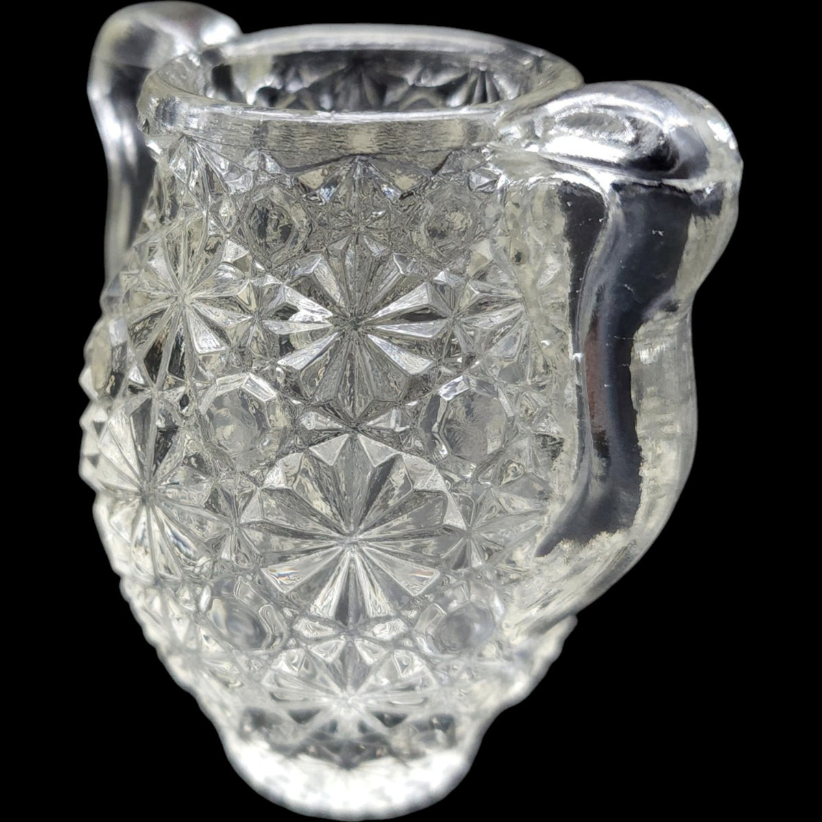 Smith Glass Clear Daisy and Button Miniature Urn Vase Toothpick Holder