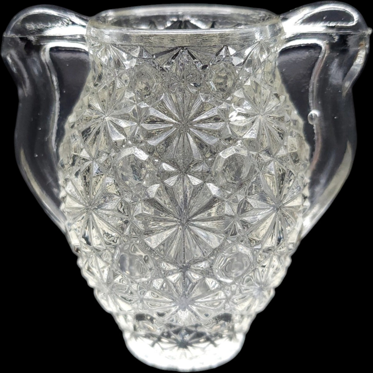 Smith Glass Clear Daisy and Button Miniature Urn Vase Toothpick Holder