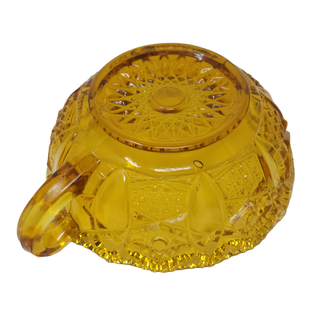 Smith Glass Amber Pressed Handled Nappy