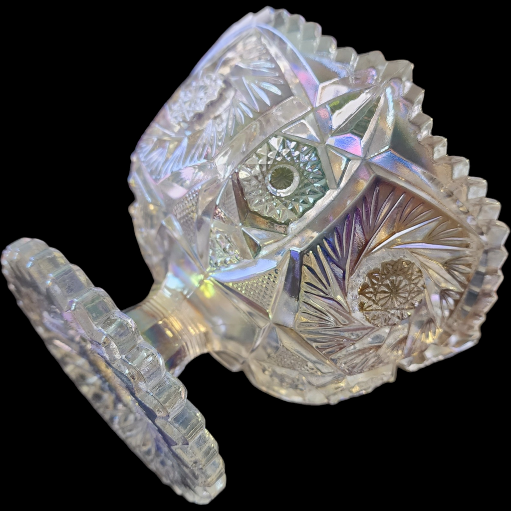 Smith Glass Aztec White Carnival Footed Bowl