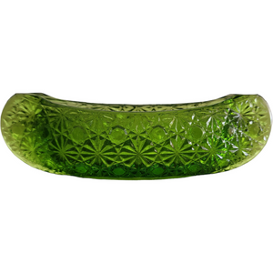 Smith Glass Daisy and Button Green Small Canoe Shape Bowl