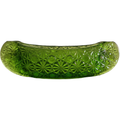 Smith Glass Daisy and Button Green Small Canoe Shape Bowl