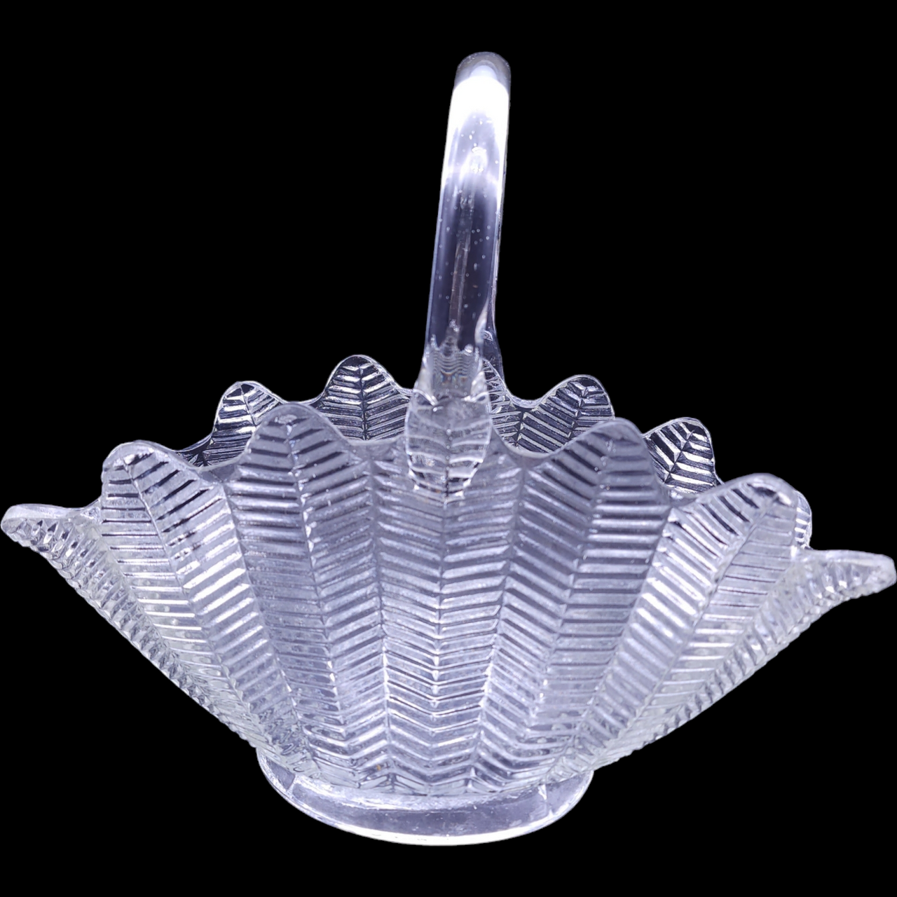 Smith Glass Pressed Crystal Clear Large Basket