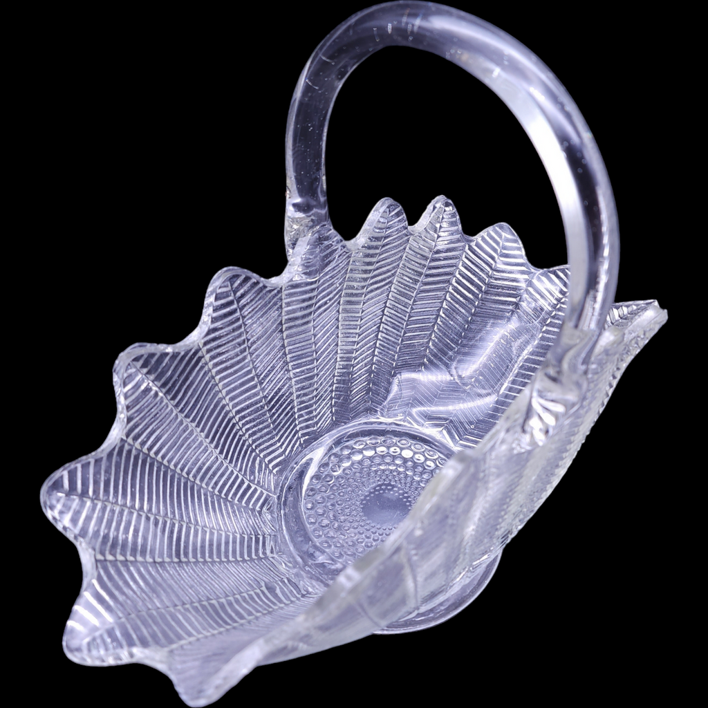Smith Glass Pressed Crystal Clear Large Basket