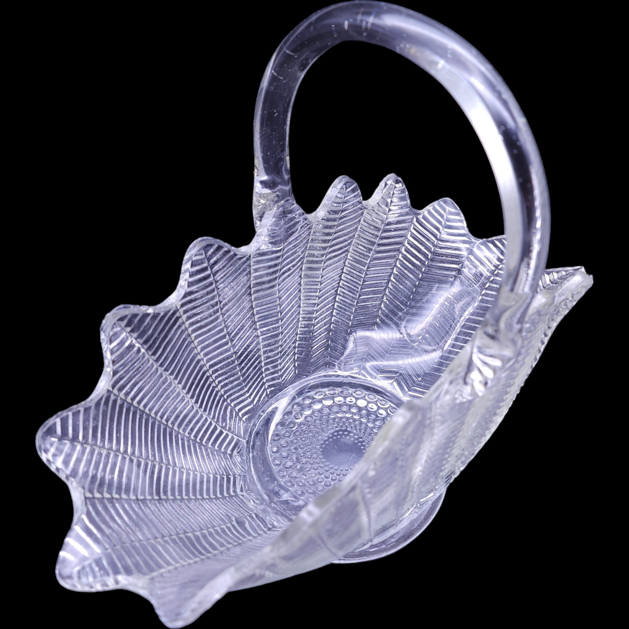 Smith Glass Pressed Crystal Clear Large Basket