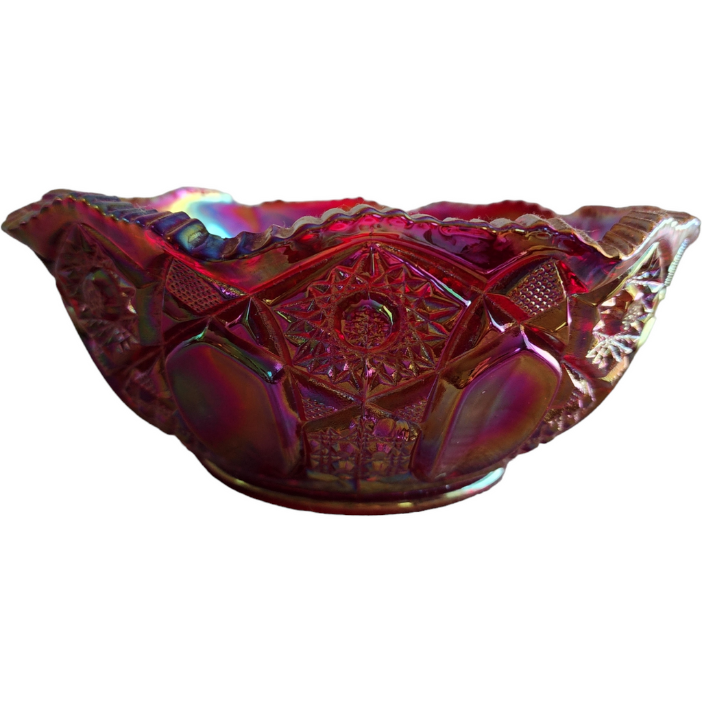 Smith Glass Quintec Ruby Carniva Round Crimped Bowl