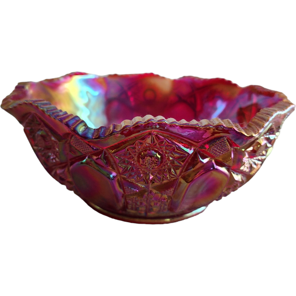 Smith Glass Quintec Ruby Carniva Round Crimped Bowl