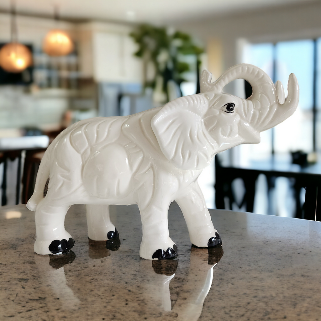 Sophia Ann Porcelain White Elephant Trunk Up Old Figurine Japan