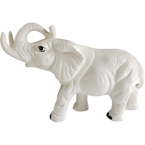 Sophia Ann Porcelain White Elephant Trunk Up Old Figurine Japan