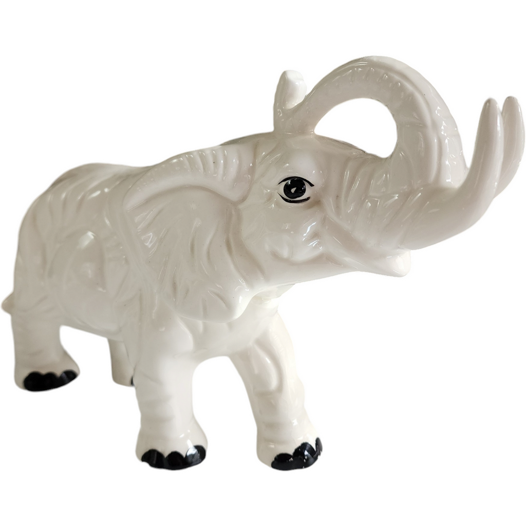 Sophia Ann Porcelain White Elephant Trunk Up Old Figurine Japan