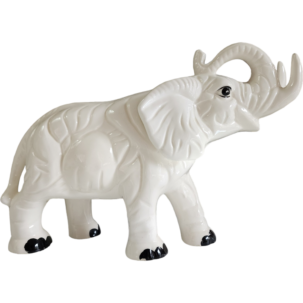 Sophia Ann Porcelain White Elephant Trunk Up Old Figurine Japan
