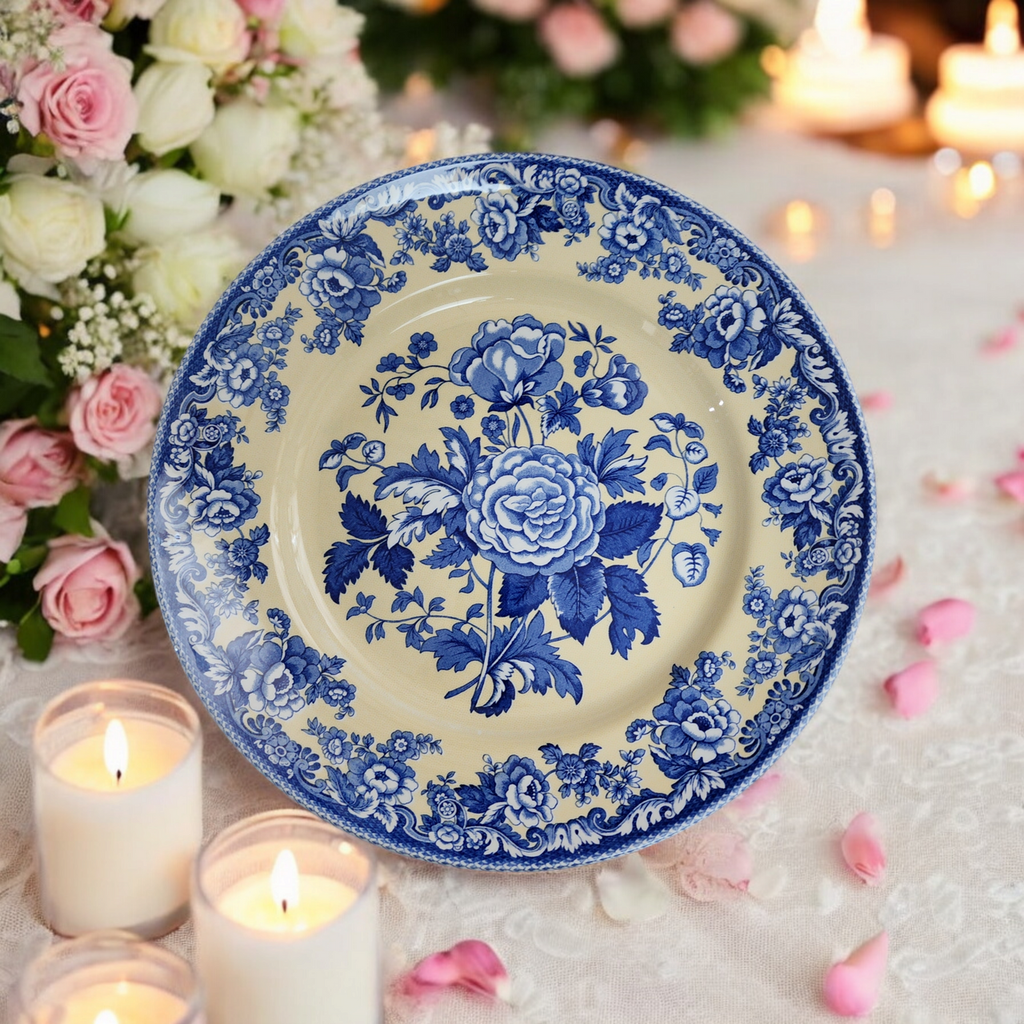 Spode Blue Room Garden Collection Yellow Background Pasta Serving Bowl