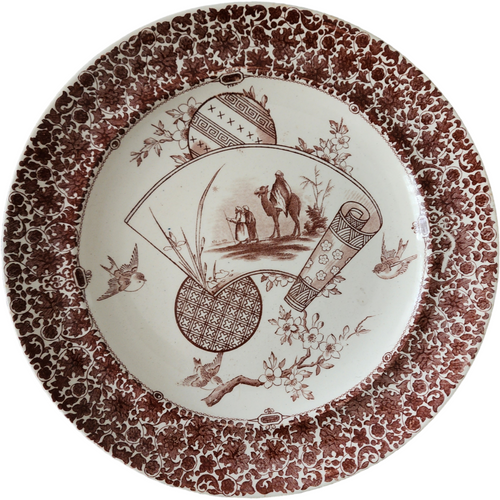 Spode Cairo Brown Floral Rim & Center Scene Dinner Plate