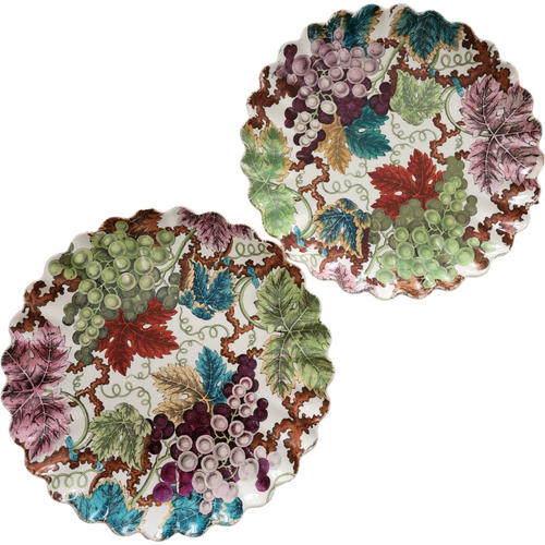 Spode Copeland Victorian Aesthetic Movement Plate Grapes & Vines Design England Set of Two