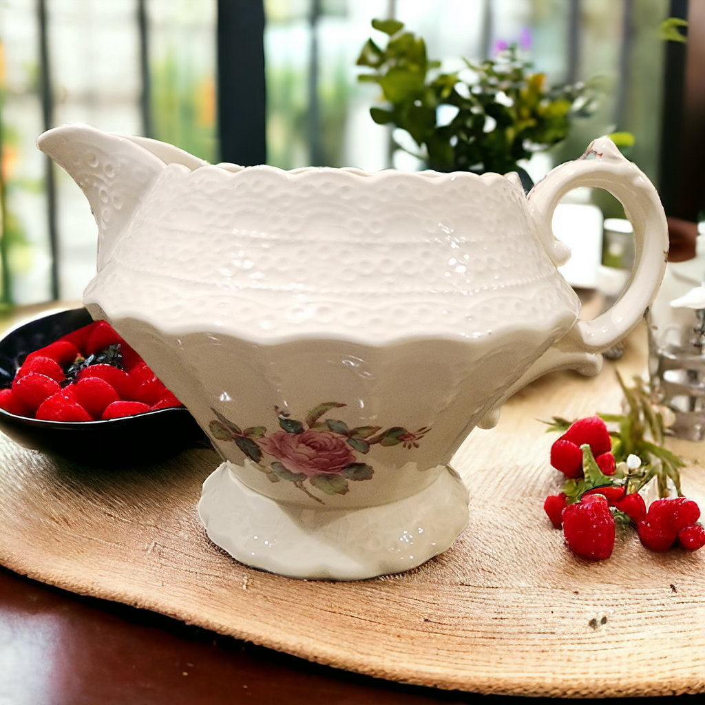 Spode Jewel Billingsley Rose Pink Flat Creamer