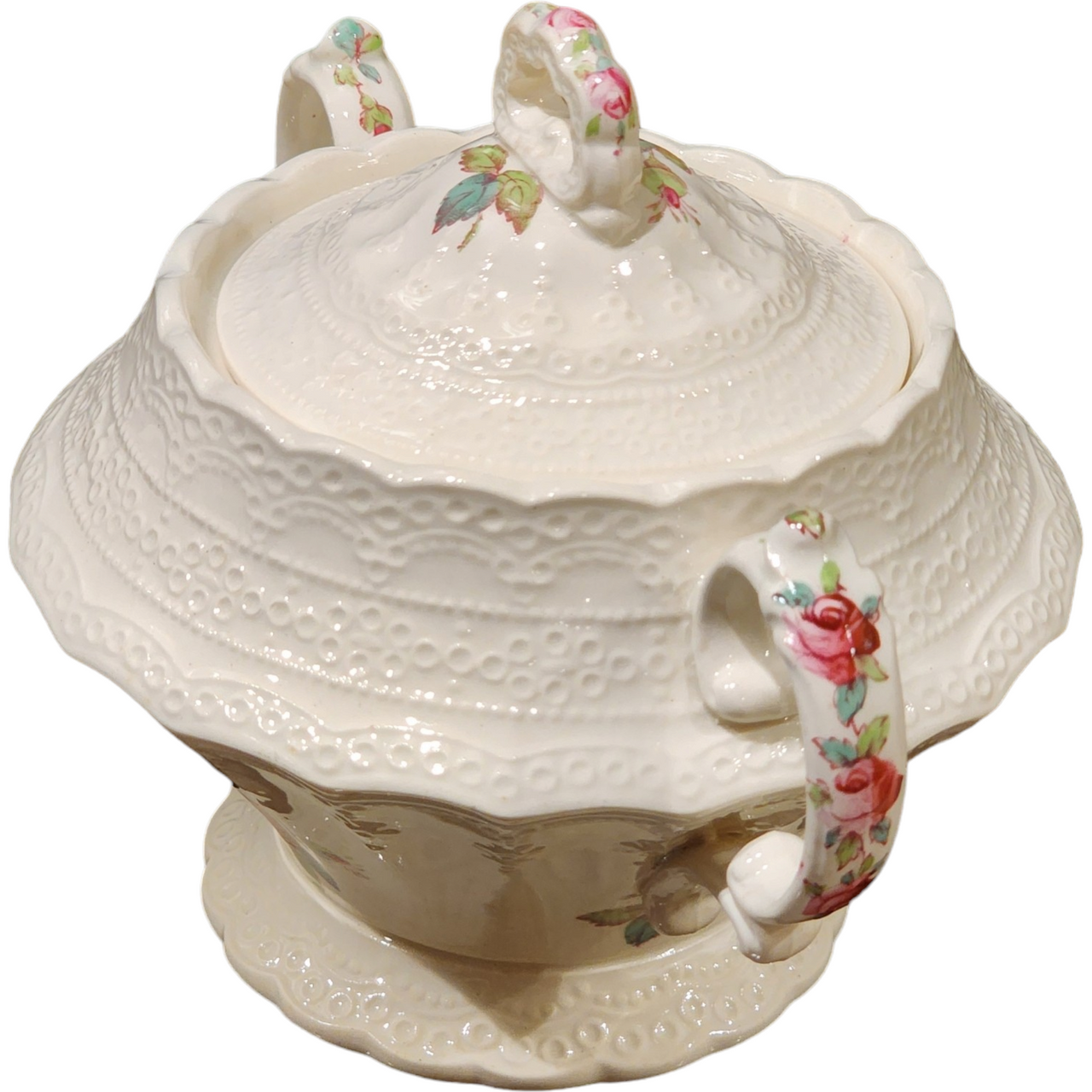 Spode Jewel Billingsley Rose Pink Sugar Bowl & Lid