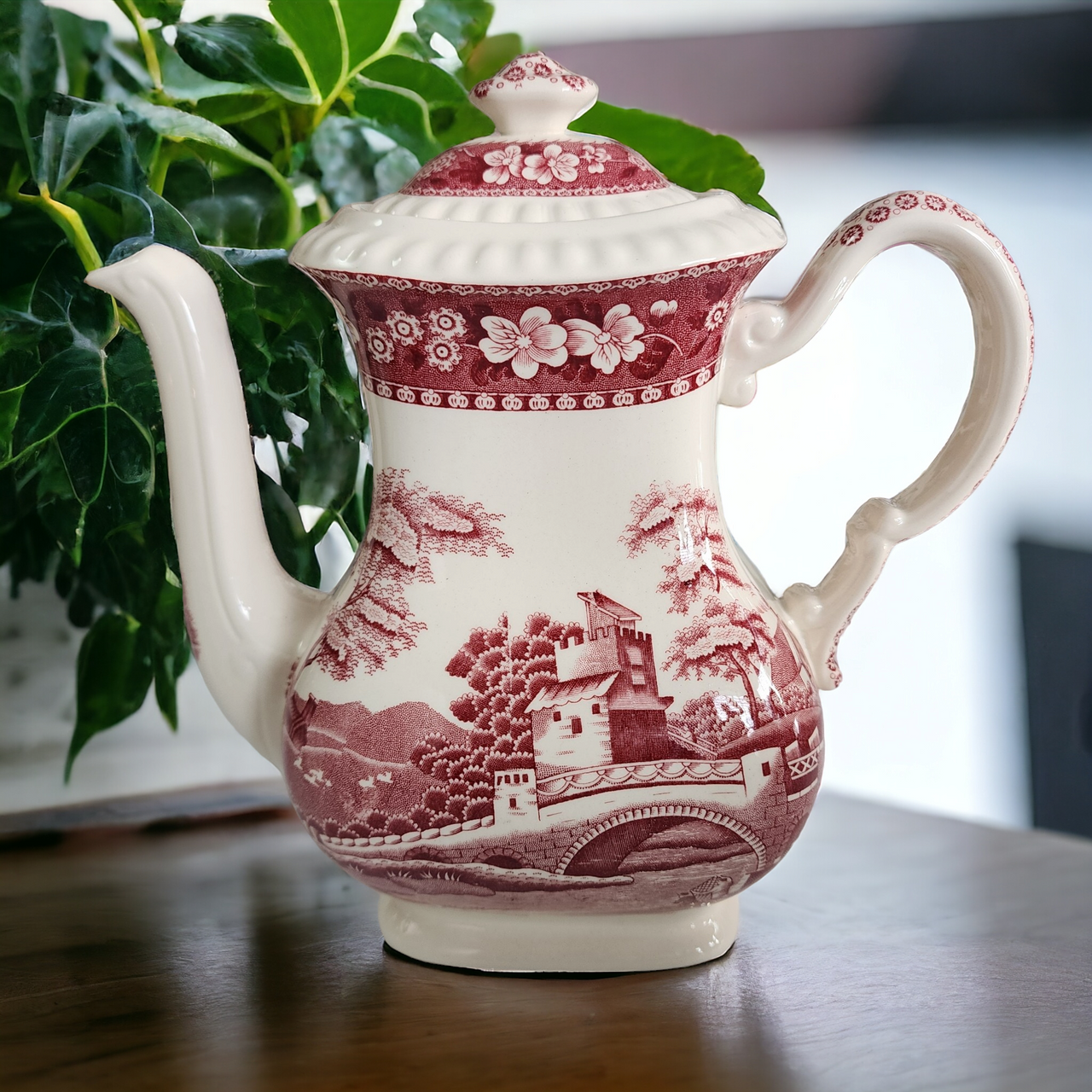 Spode Tower Pink Coffee Pot & Lid