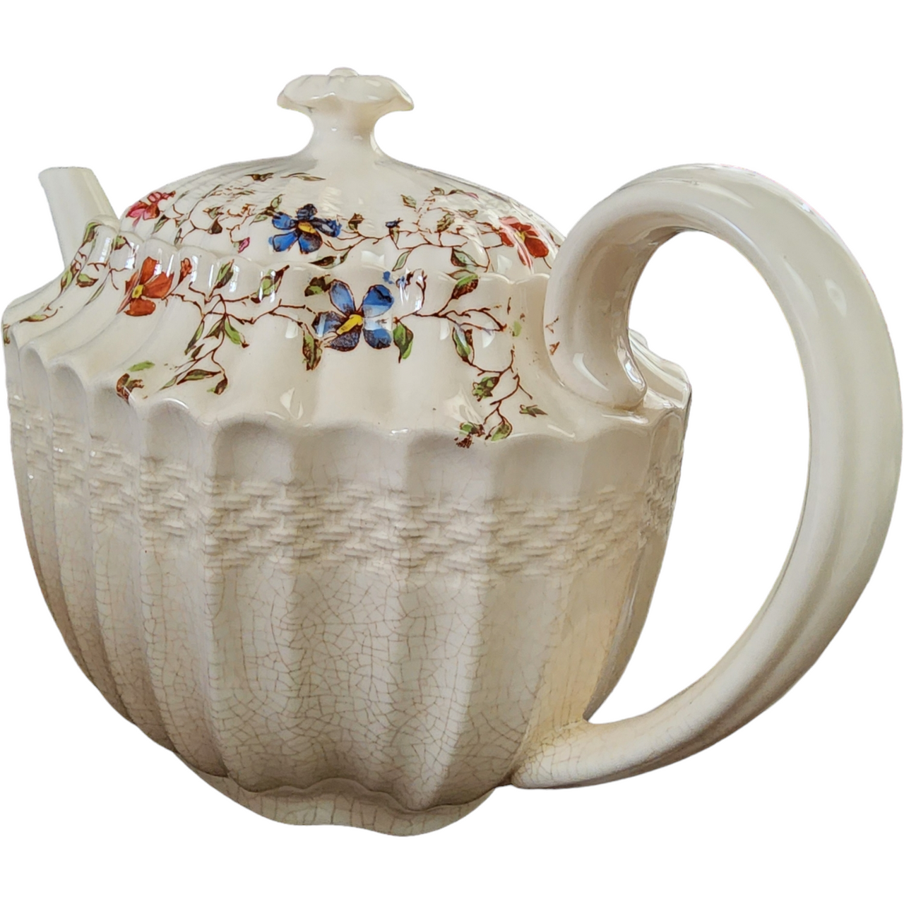 Spode Wicker Dale Chelsea Wicker Shape Floral Rim Teapot & Lid 5 Cup