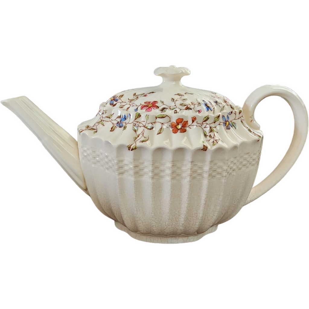Spode Wicker Dale Chelsea Wicker Shape Floral Rim Teapot & Lid 5 Cup