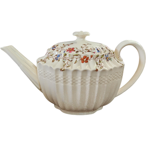 Spode Wicker Dale Chelsea Wicker Shape Floral Rim Teapot & Lid 5 Cup