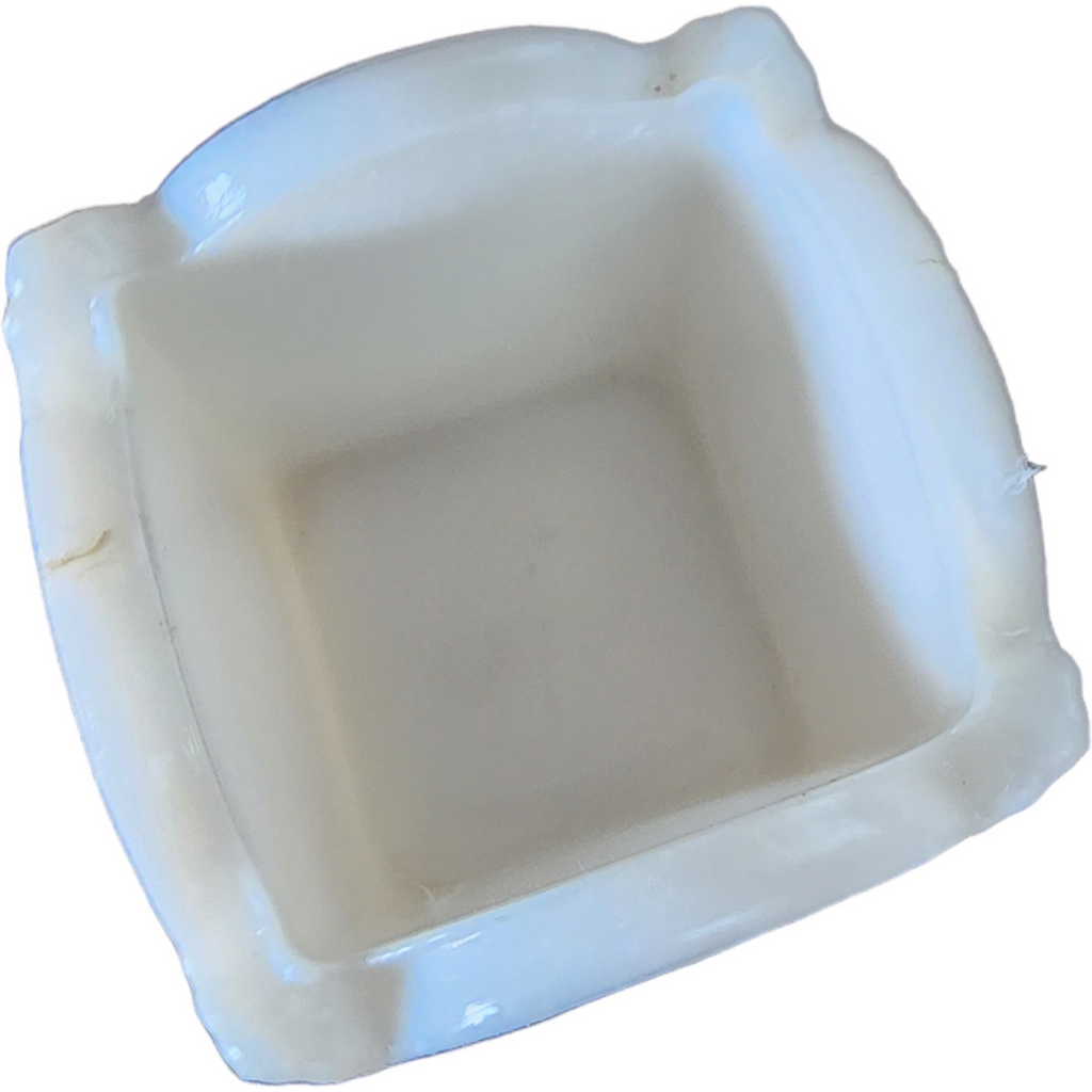 Square Milk Glass EAPG Toothpick Holder Ribbed and Scroll Pattern