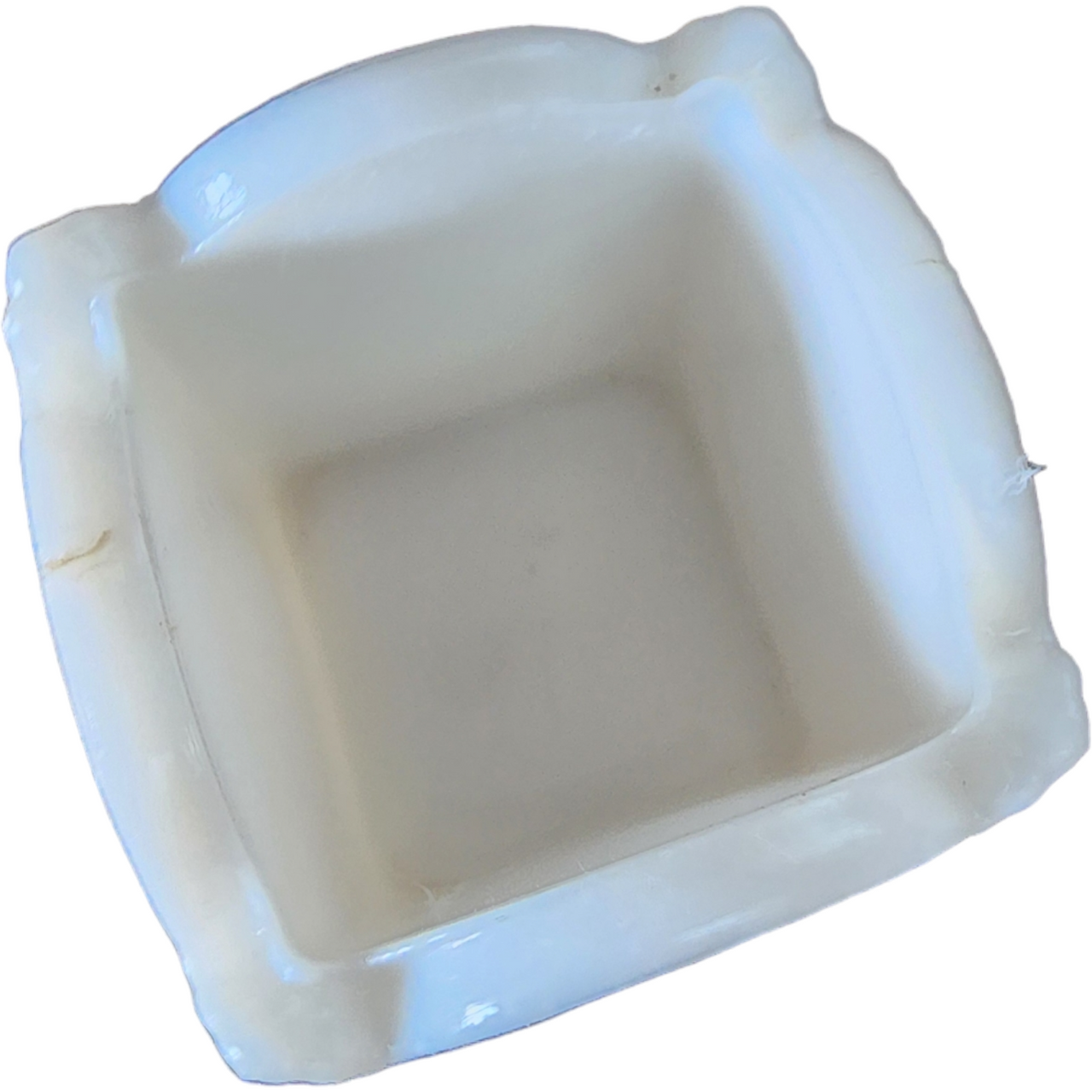 Square Milk Glass EAPG Toothpick Holder Ribbed and Scroll Pattern