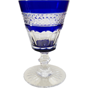 St Louis Cobalt Blue Bowl Cut Panels & Band Claret Wine Glass