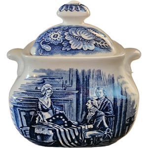 Staffordshire Liberty Blue Sugar Bowl & Lid