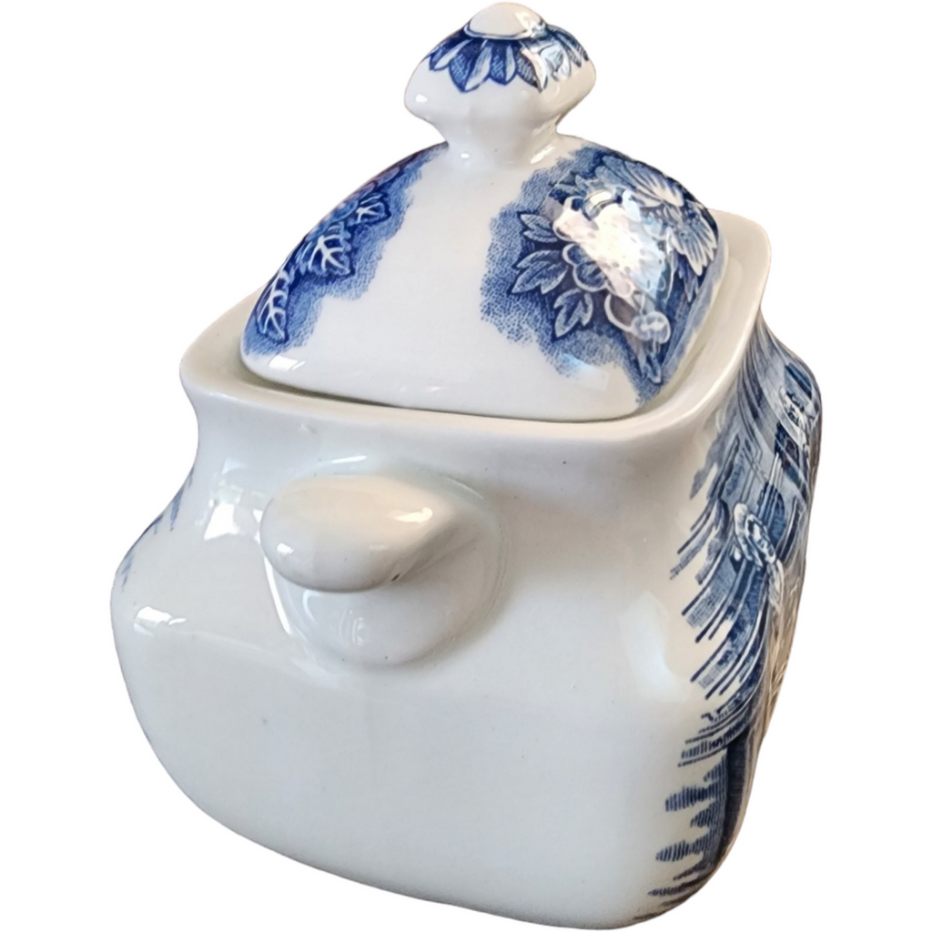 Staffordshire Liberty Blue Sugar Bowl & Lid