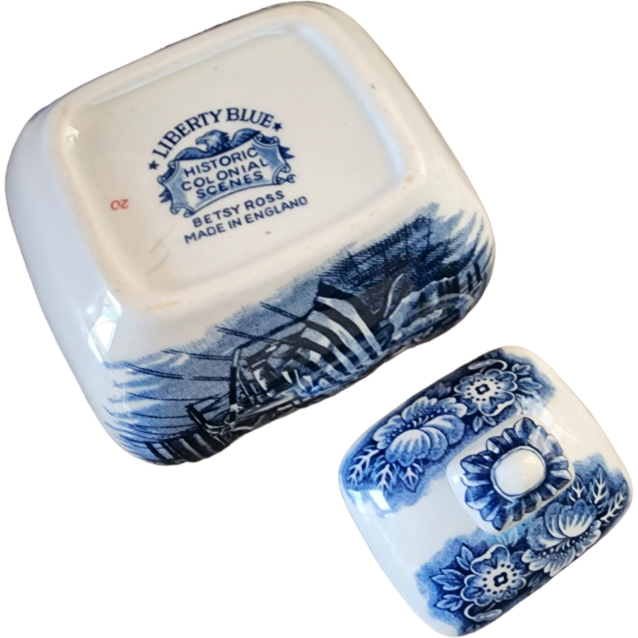 Staffordshire Liberty Blue Sugar Bowl & Lid