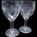 Standard Glass Etched Grape Clear Wine Glasses Set of 2