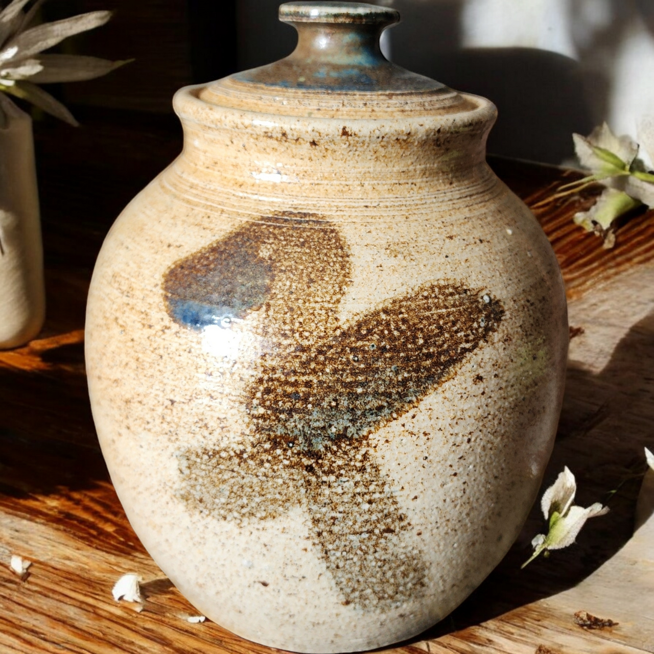 Studio Hand Crafted Pottery Lidded Jar Signed