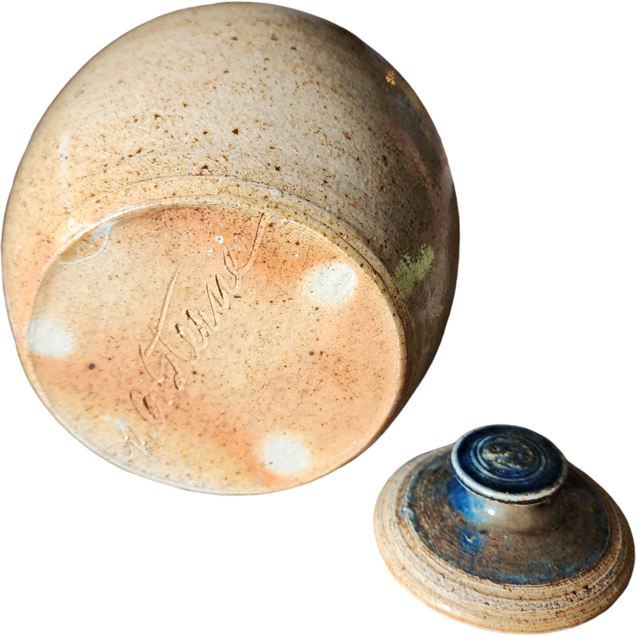 Studio Hand Crafted Pottery Lidded Jar Signed