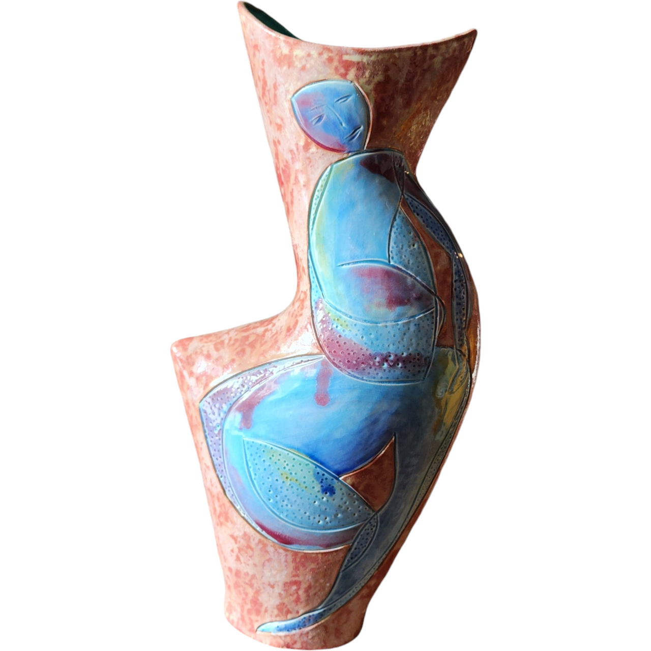 Stunning Abstract Art Ceramic Handmade Double-Sided Vase