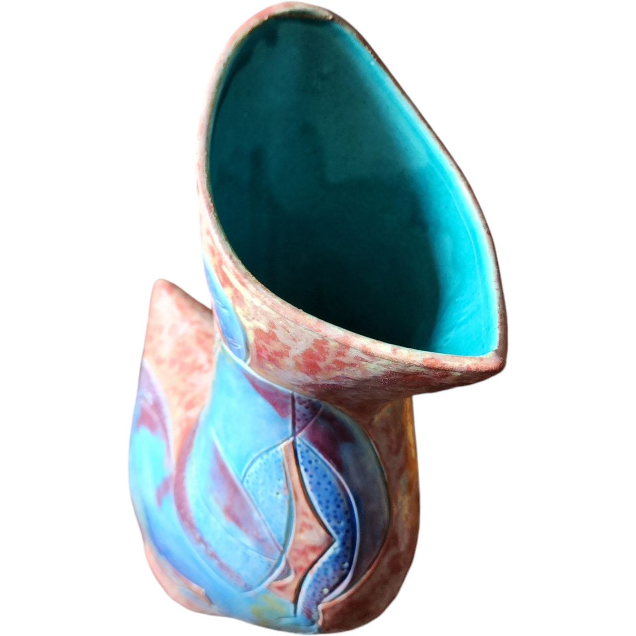 Stunning Abstract Art Ceramic Handmade Double-Sided Vase