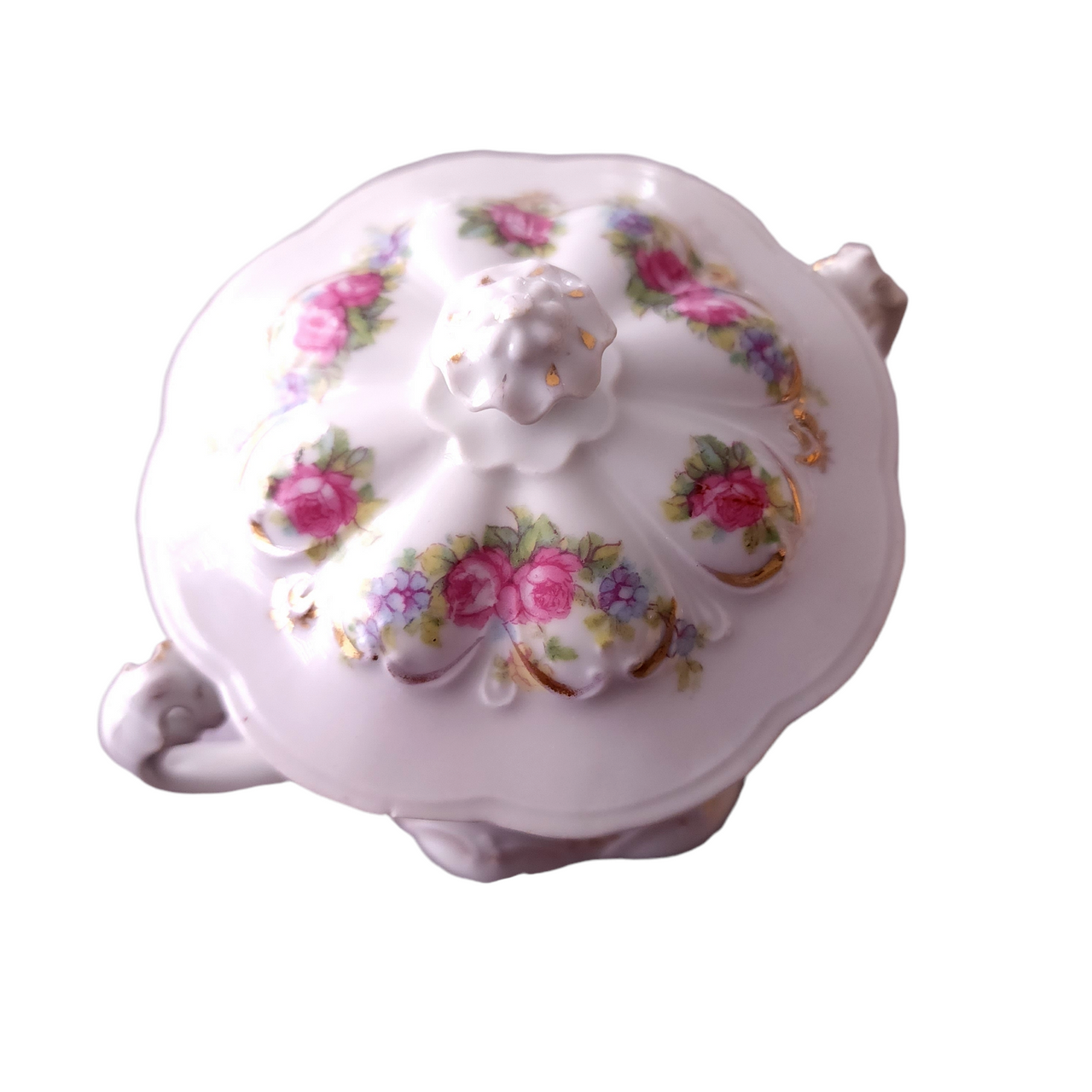Zdekauer, Moritz M.Z. Austria Porcelain Rose Design Sugar Bowl & Lid