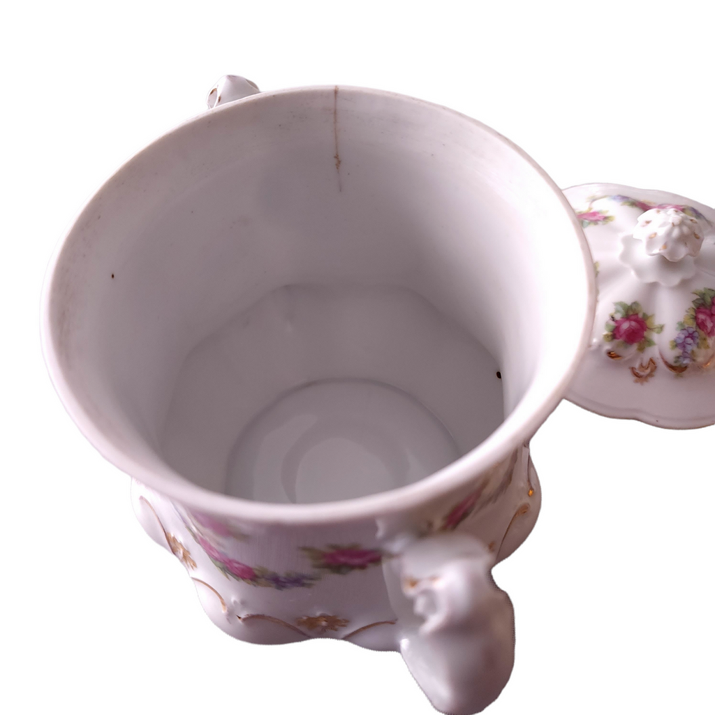 Zdekauer, Moritz M.Z. Austria Porcelain Rose Design Sugar Bowl & Lid