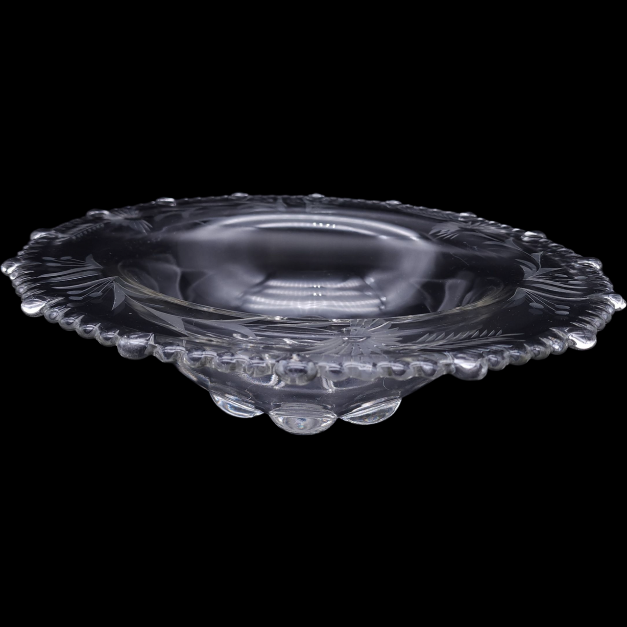 13" Susquehanna Salina Pattern | Etched Crystal Glass Serving Bowl | Mid-Century Elegant Tableware