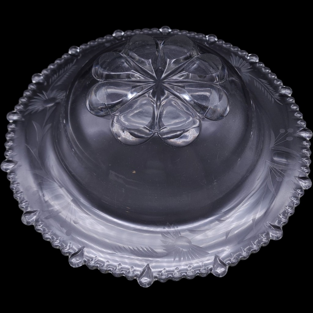 13" Susquehanna Salina Pattern | Etched Crystal Glass Serving Bowl | Mid-Century Elegant Tableware