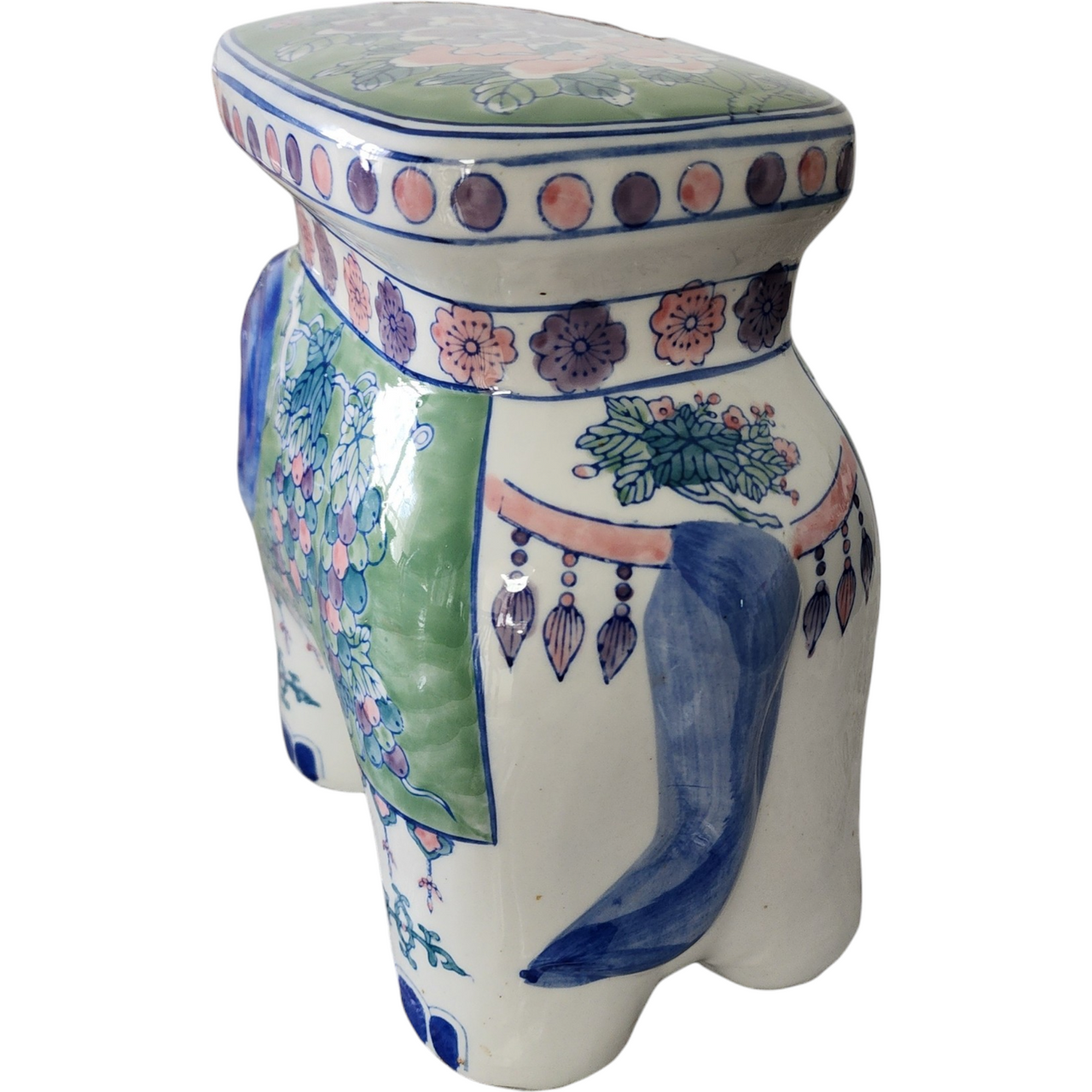 Sweet Petite Elephant Garden Stool or Plant Stand Seat Figurine China